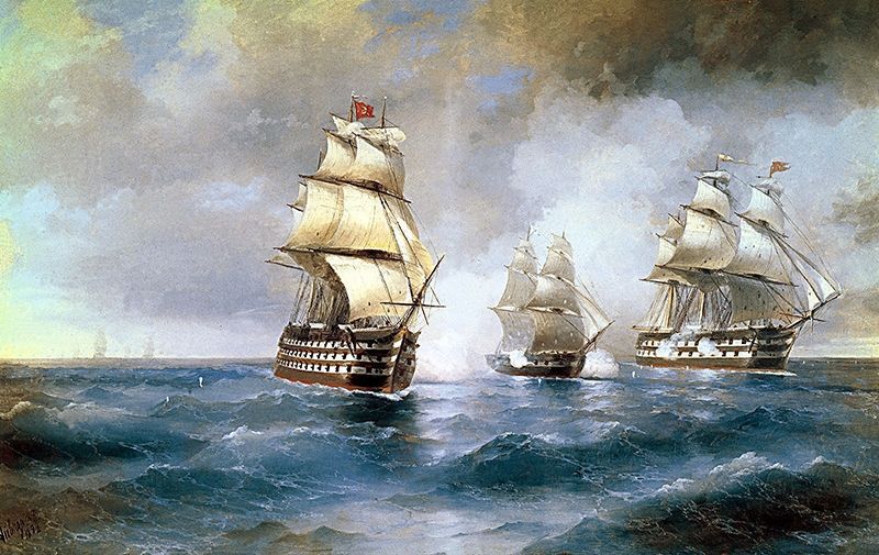 Бриг« Меркурій », атакований двома турецькими кораблями